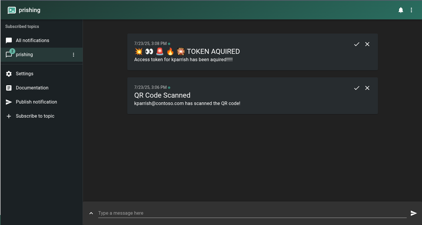 ntfy token notification